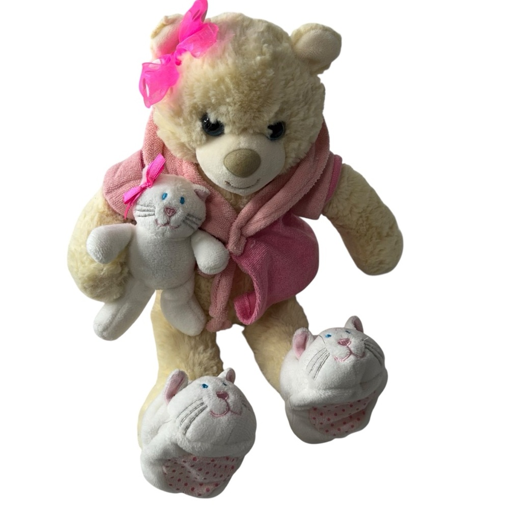 First & Main Plush Toy Recuperate Kate Teddy Bear with Robe & Slippers & Kitty